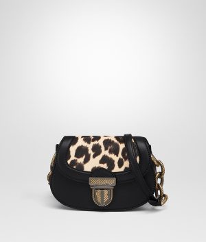 Bottega Veneta Black Leopard Print Umbria Bag