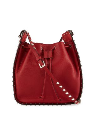 Valentino Red Rockstud Large Bucket Bag