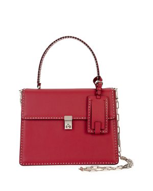 Valentino Red Rockstud Top Handle Bag