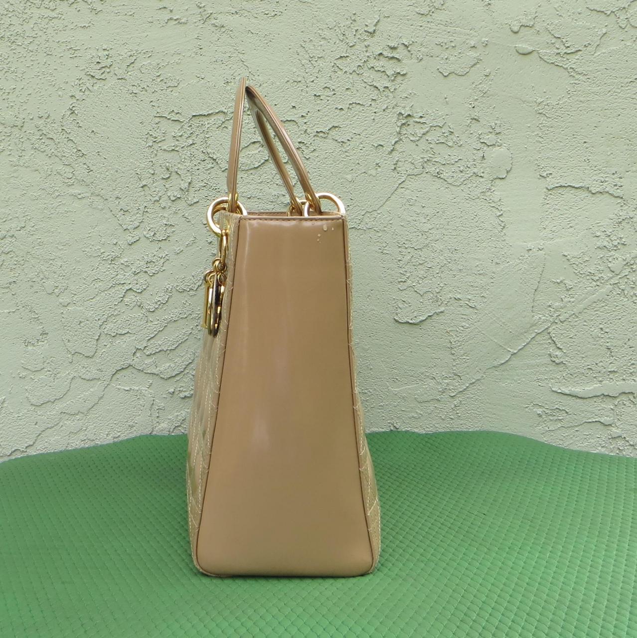 Italy Replica Bags Dior Lady Dior Large Purse Beige Patent Leather Tote - Best Replica Celine ...